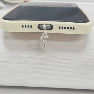 Lỗ Điện Thoại Di Động Chống Bụi Cắm Tự Làm Hợp Kim 26 Full Kim Cương Bạc Chữ Cái Tiếng Anh Mặt Dây Chuyền Điện Thoại Di Động Cổng Sạc Chống Bụi Cắm Trang Trí
