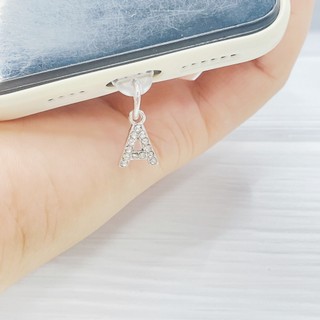 Lỗ Điện Thoại Di Động Chống Bụi Cắm Tự Làm Hợp Kim 26 Full Kim Cương Bạc Chữ Cái Tiếng Anh Mặt Dây Chuyền Điện Thoại Di Động Cổng Sạc Chống Bụi Cắm Trang Trí