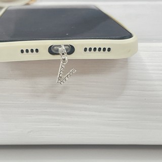 Lỗ Điện Thoại Di Động Chống Bụi Cắm Tự Làm Hợp Kim 26 Full Kim Cương Bạc Chữ Cái Tiếng Anh Mặt Dây Chuyền Điện Thoại Di Động Cổng Sạc Chống Bụi Cắm Trang Trí