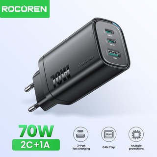 Rocoren GAN 70W USB C Sạc Du Lịch Di Động Sạc Nhanh PD QC 3.0 Sạc Nhanh Cho iPhone 17 Pro Max Laptop