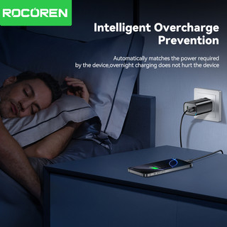 Rocoren GAN 70W USB C Sạc Du Lịch Di Động Sạc Nhanh PD QC 3.0 Sạc Nhanh Cho iPhone 17 Pro Max Laptop