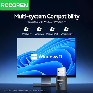 Rocoren AC650M Bluetooth Bộ chuyển đổi đầu thu không dây USB 2 trong 1 Mạng 2.4G / 5Ghz 650Mbps Mini Pocket Wifi cho máy tính xách tay Pc DesktopXP / Vista / 7-11