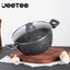 【Giá thấp lịch sử toàn shop】JEETEE Nồi Hầm Chống Dính Phủ Đá Vân Màu Xám 24cm Kèm Nắp Kính PFOA Free Dùng Cho Bếp Từ, Bếp Gas