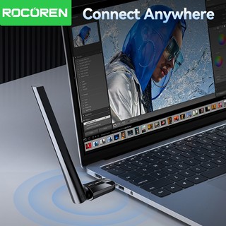 Rocoren 2.4G 300Mbps 5dBi Ăng-ten HighGain USB Wifi Adapter Mạng 2.4G / 5Ghz 650Mbps Mini Pocket Wifi Cho Pc DesktopXP / Vista / 7-11 Laptop