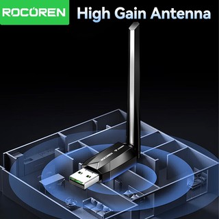 Rocoren 2.4G 300Mbps 5dBi Ăng-ten HighGain USB Wifi Adapter Mạng 2.4G / 5Ghz 650Mbps Mini Pocket Wifi Cho Pc DesktopXP / Vista / 7-11 Laptop