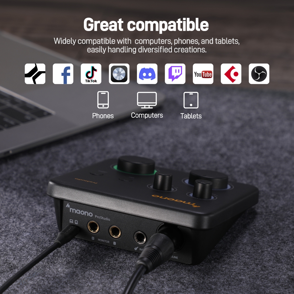 Thẻ âm thanh giao diện âm thanh Maono PS22 Lite với đầu vào XLR Phần mềm định tuyến 24 bit / 192kHz Trình điều khiển LOOPBACK ASIO để ghi âm nhạc, Guitar, Studio gia đình, Phát trực tuyến, PC | BigBuy360 - bigbuy360.vn