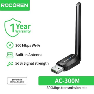 Rocoren 2.4G 300Mbps 5dBi Ăng-ten HighGain USB Wifi Adapter Mạng 2.4G / 5Ghz 650Mbps Mini Pocket Wifi Cho Pc DesktopXP / Vista / 7-11 Laptop