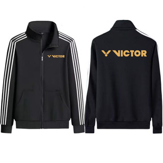 Đồng phục cầu lông Victor nam nữ trẻ em, áo khoác thể thao thoáng khí, thoải mái, áo khoác đội/làm việc