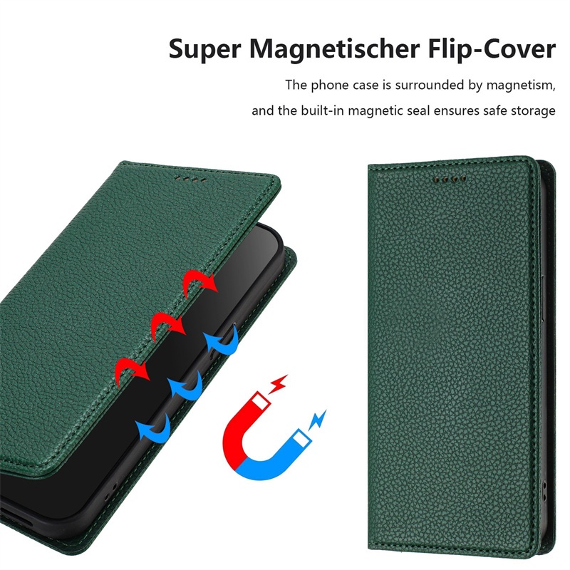 Bao Da Cho IPhone 14 15 16 Plus Pro Max Thời Trang Tự Động Đóng Khe Cắm Thẻ Ví Flip Cover Vỏ