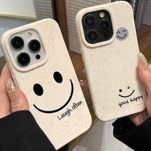 ibumpers Hàn Quốc Đơn Giản Khuôn Mặt Cười Họa Tiết Ốp Lưng IPhone 16 15 14 13 12 11 Pro Max IP 7 8 Plus Iphon X Xs XR Xs Max Silicon Mềm Chống Sốc Ốp Lưng