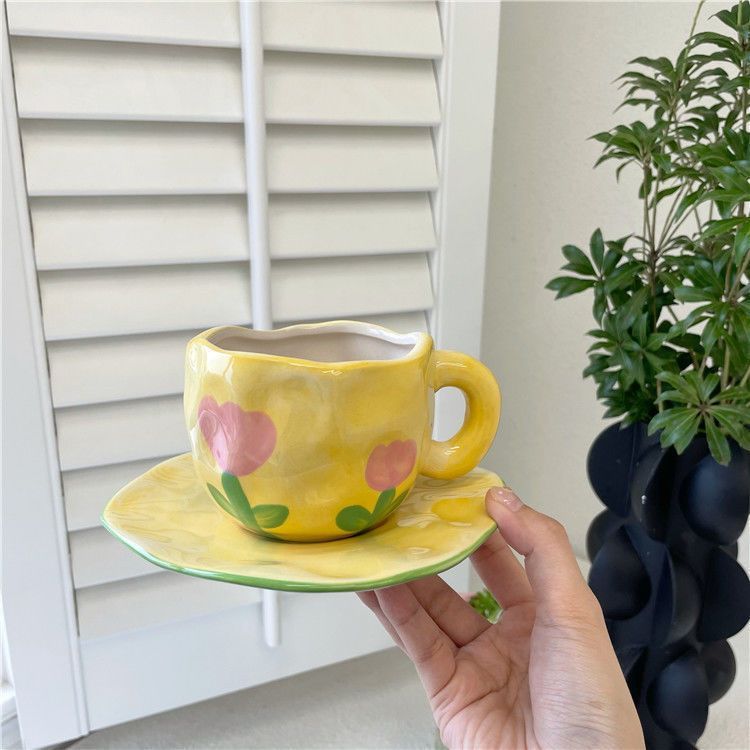 Đám Mây Gốm Cốc Cà Phê Sáng Tạo Không Đều Đĩa Nước Giá Trị Cao Cốc Uống ins Niche Sữa Cốc Cà Phê