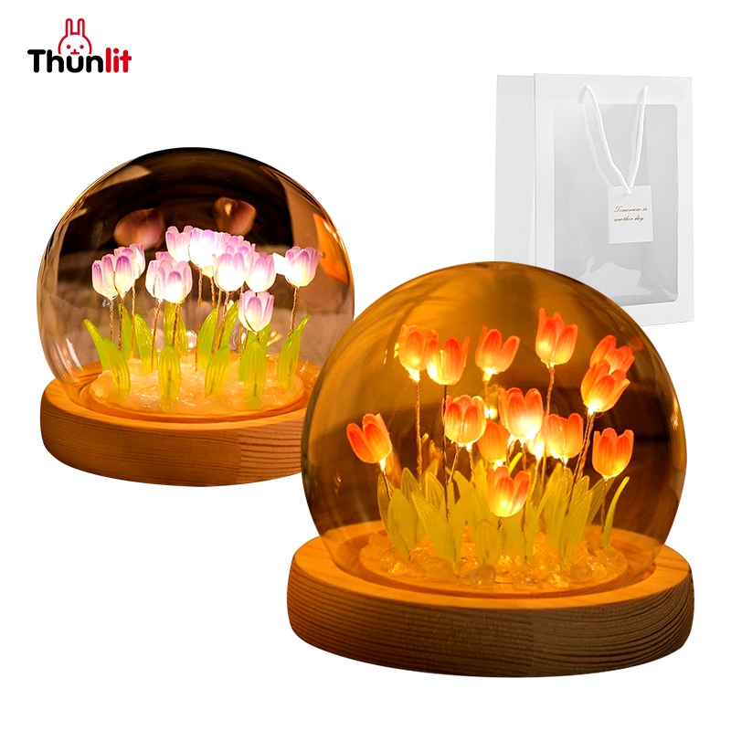 Đèn Ngủ Thunlit 9 Hoa Tulip DIY - Quà Tặng Sinh Nhật, Valentine, Giáng Sinh Ý Nghĩa