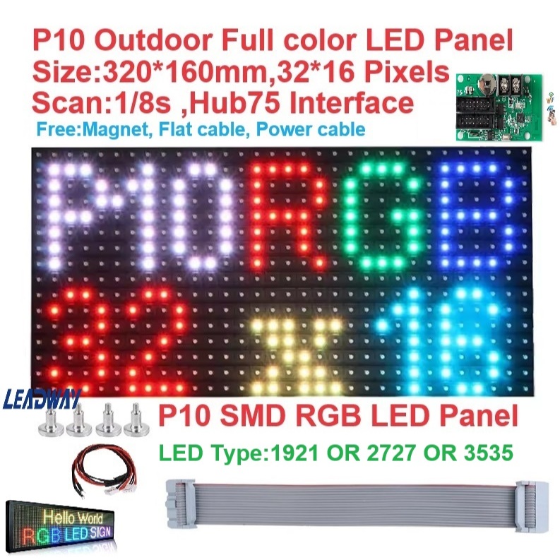 P10 320 * 160mm 32 * 16Dot Matrix 1 / 8scan SMD Bảng mô-đun LED đầy đủ ...