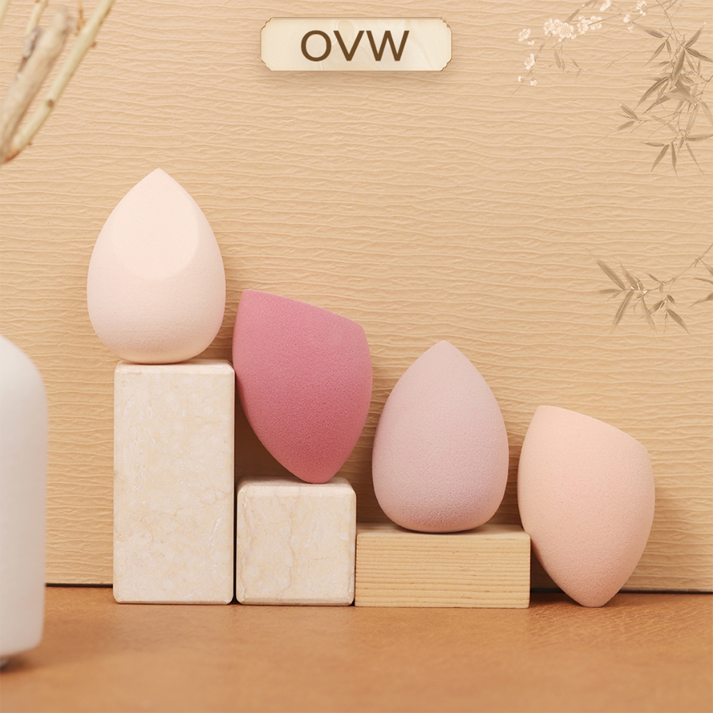 Ảnh 【OVW】Set 4 mút trang điểm MZD4FEN nhiều màu sắc tùy chọn siêu mềm mại hình dạng trứng 1