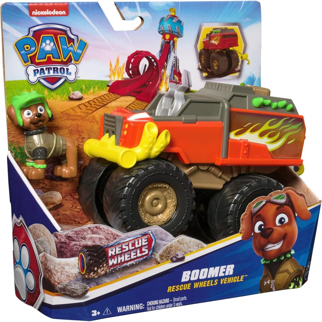Paw Patrol: Xe cứu hộ Monster Truck của Boomer, Xe tải đồ chơi với xe biến hình và nhân vật hành động sưu tập