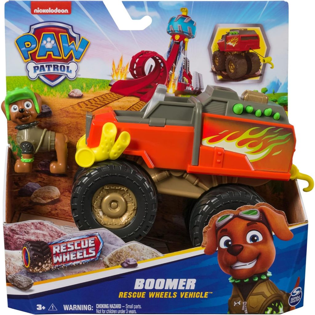 Paw Patrol: Xe cứu hộ Monster Truck của Boomer, Xe tải đồ chơi với xe biến hình và nhân vật hành động sưu tập