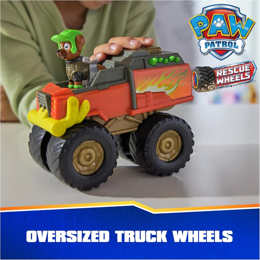 Paw Patrol: Xe cứu hộ Monster Truck của Boomer, Xe tải đồ chơi với xe biến hình và nhân vật hành động sưu tập