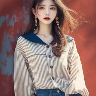 Áo sơ mi nữ dài tay dáng rộng phong cách Hàn Quốc
