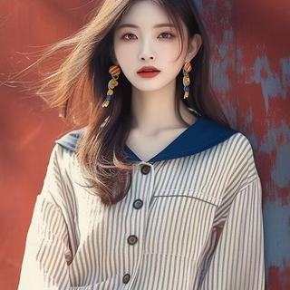 Áo sơ mi nữ dài tay dáng rộng phong cách Hàn Quốc