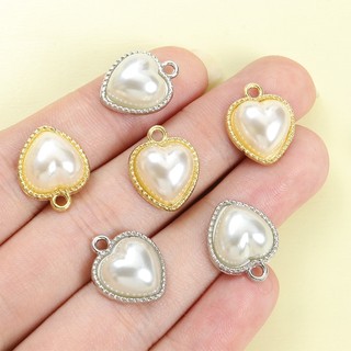10 Chiếc Ngọc Trai Giả Inlay Hình Trái Tim, Vòng Cổ/Vòng Tay/Bông Tai DIY Mặt Dây Tình Yêu, Cao Cấp Thanh Lịch, Phù Hợp Ngày Lễ Tình Nhân