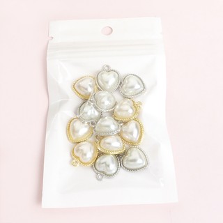 10 Chiếc Ngọc Trai Giả Inlay Hình Trái Tim, Vòng Cổ/Vòng Tay/Bông Tai DIY Mặt Dây Tình Yêu, Cao Cấp Thanh Lịch, Phù Hợp Ngày Lễ Tình Nhân