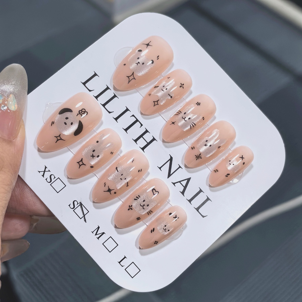 Mắt Mèo Thú Cưng Dễ Thương Móng Tay Giả Móng Tay Giả Nailbox Làm Móng Tay Miếng Dán Mắt Mèo Hoạt Hình Mèo Con Chó Con Thỏ