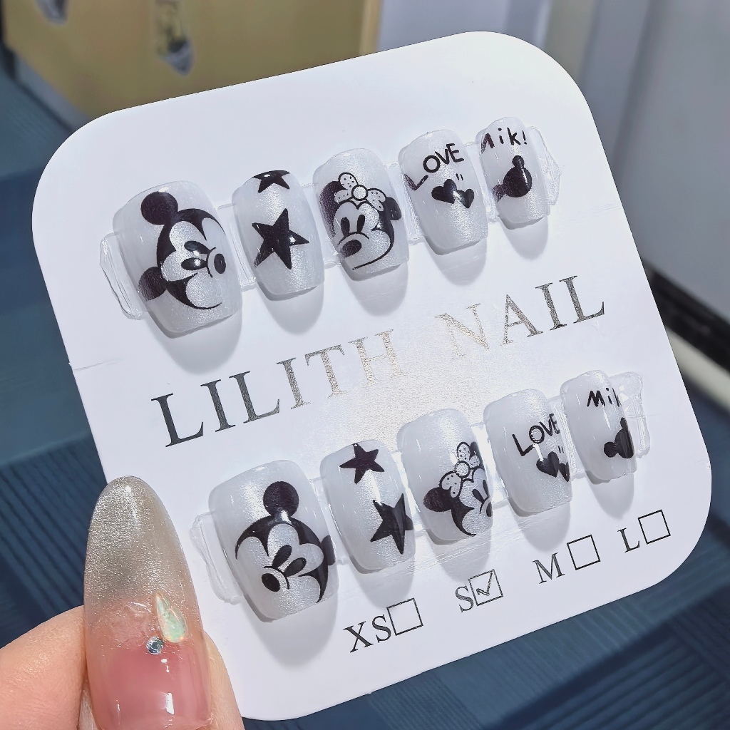 Chuột Mickey Mắt Mèo Móng Tay Giả Móng Tay Giả Nailbox Làm Móng Tay Miếng Dán Mắt Mèo Mickey Minnie