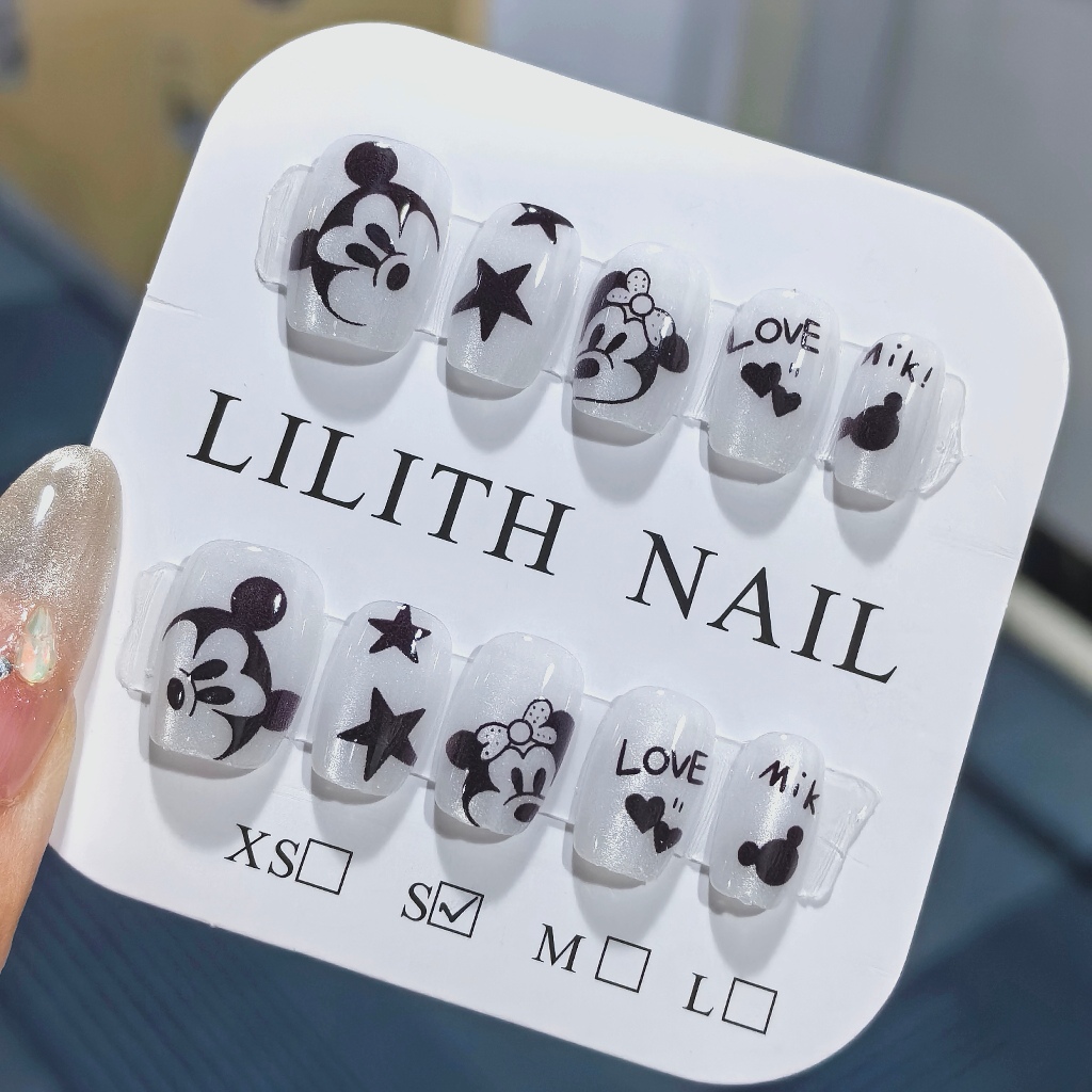 Chuột Mickey Mắt Mèo Móng Tay Giả Móng Tay Giả Nailbox Làm Móng Tay Miếng Dán Mắt Mèo Mickey Minnie