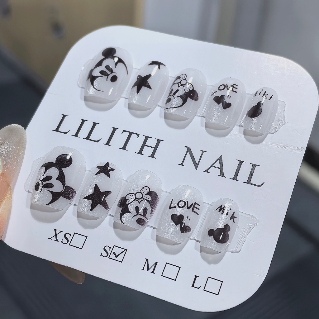 Chuột Mickey Mắt Mèo Móng Tay Giả Móng Tay Giả Nailbox Làm Móng Tay Miếng Dán Mắt Mèo Mickey Minnie