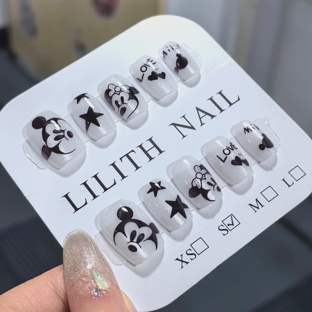 Chuột Mickey Mắt Mèo Móng Tay Giả Móng Tay Giả Nailbox Làm Móng Tay Miếng Dán Mắt Mèo Mickey Minnie