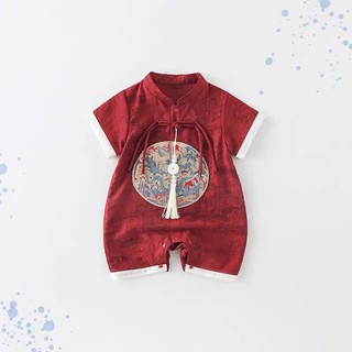 Quần áo trẻ sơ sinh Tết Nguyên Đán Sườn xám Áo liền quần 100% Cotton thêu Body – Dành cho trẻ sơ sinh Bộ ba mảnh Clthing (0-24 tháng)