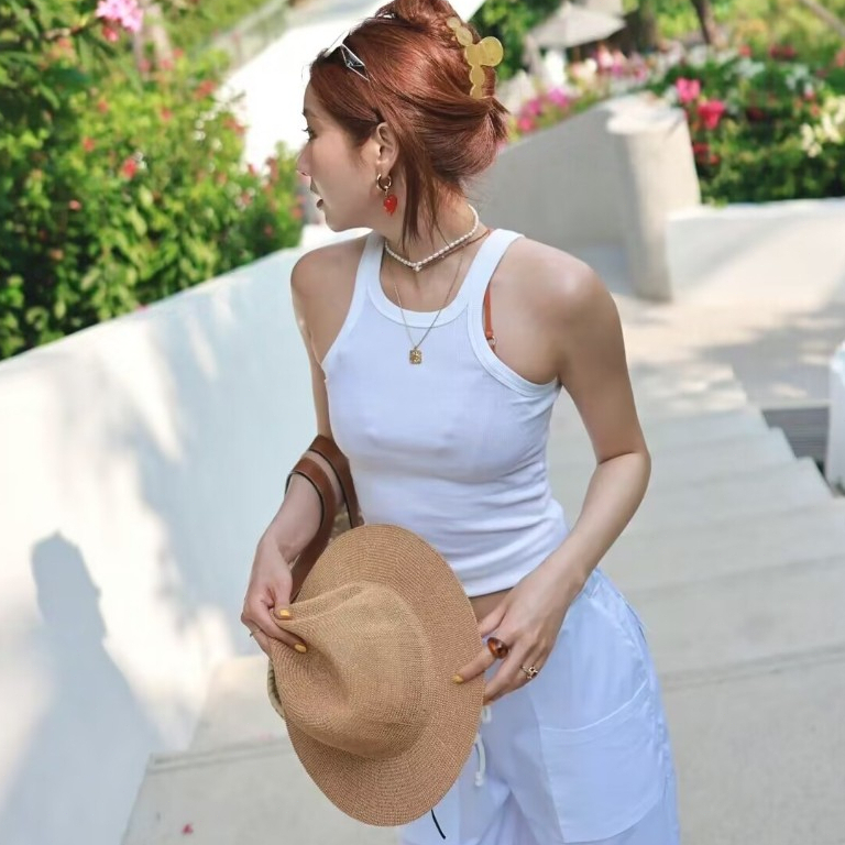 Mùa hè Mỹ retro cô gái nóng bỏng không tay áo vest yếm ôm vừa vặn thuần khiết khao khát nữ áo ngắn giản dị