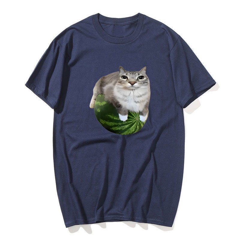 Áo thun hình mèo dưa hấu Silly Cat Meme Áo sơ mi in hình dưa hấu sang trọng là áo Unisex sành điệu cho cả nam và nữ