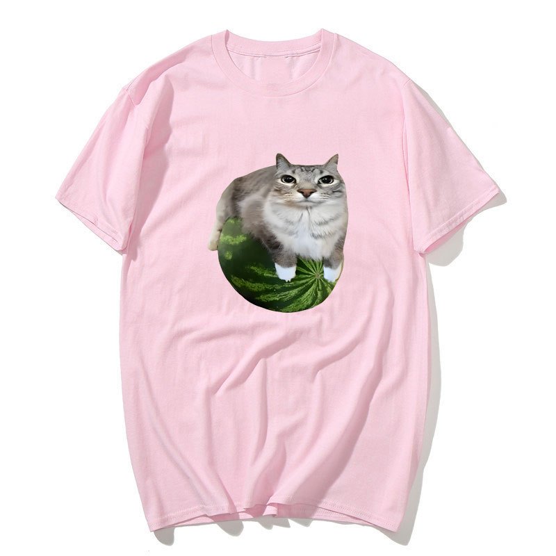 Áo thun hình mèo dưa hấu Silly Cat Meme Áo sơ mi in hình dưa hấu sang trọng là áo Unisex sành điệu cho cả nam và nữ