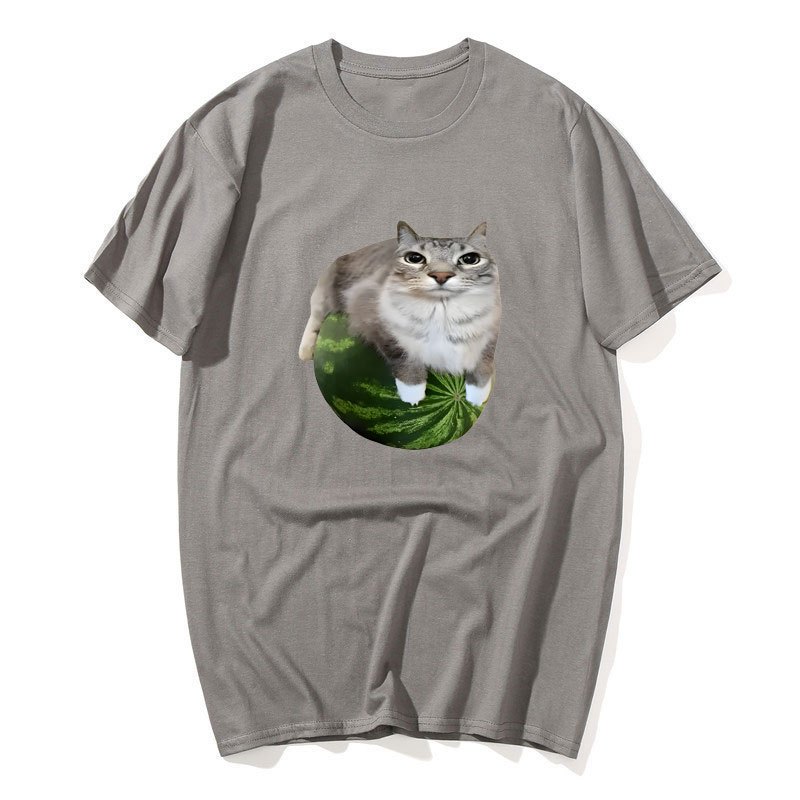 Áo thun hình mèo dưa hấu Silly Cat Meme Áo sơ mi in hình dưa hấu sang trọng là áo Unisex sành điệu cho cả nam và nữ