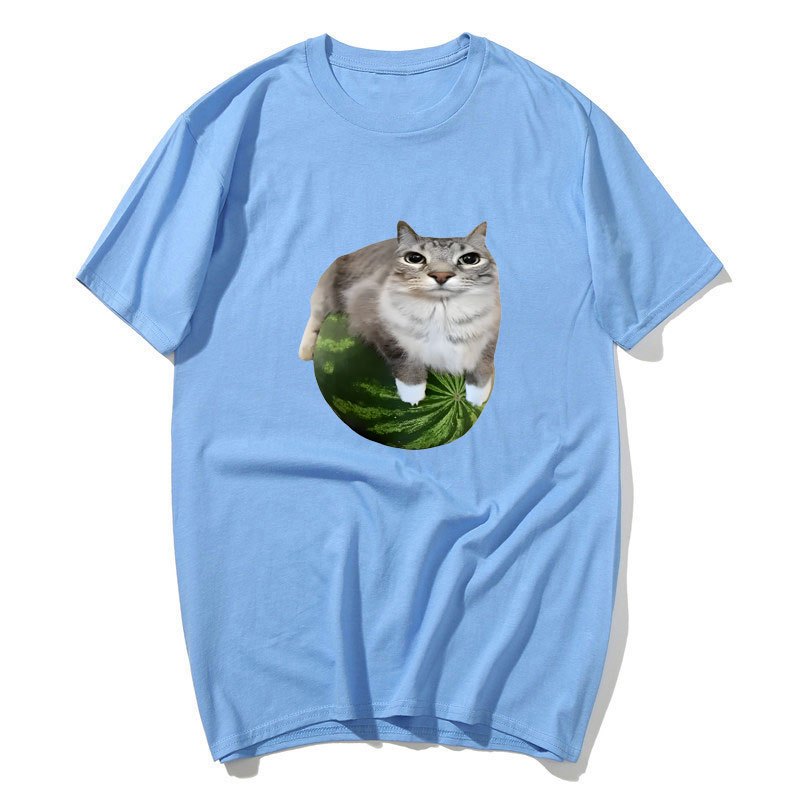 Áo thun hình mèo dưa hấu Silly Cat Meme Áo sơ mi in hình dưa hấu sang trọng là áo Unisex sành điệu cho cả nam và nữ