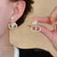 Bông tai ngọc trai và chữ D màu vàng pha lê - Phụ kiện trang sức hàng ngày