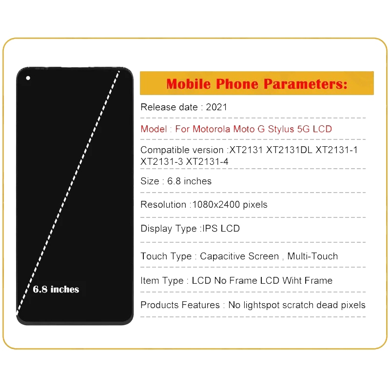 Dành Cho Motorola Moto G Stylus 5G XT2131 XT2131DL XT2131-1 XT2131-3 XT2131-4 LCD Màn Hình Cảm Ứng Màn Hình LCD Số Hóa