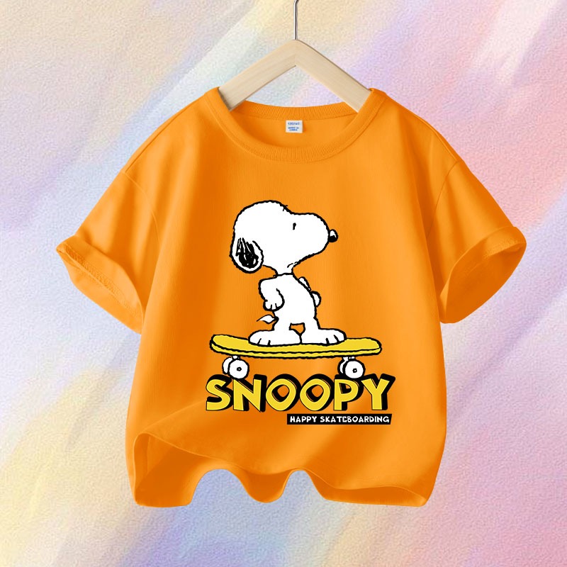 W.G.Q Áo thun ngắn tay bé trai in SNOOPY, Cotton mềm mại, thoáng khí, thấm mồ hôi