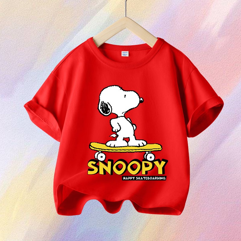 W.G.Q Áo thun ngắn tay bé trai in SNOOPY, Cotton mềm mại, thoáng khí, thấm mồ hôi