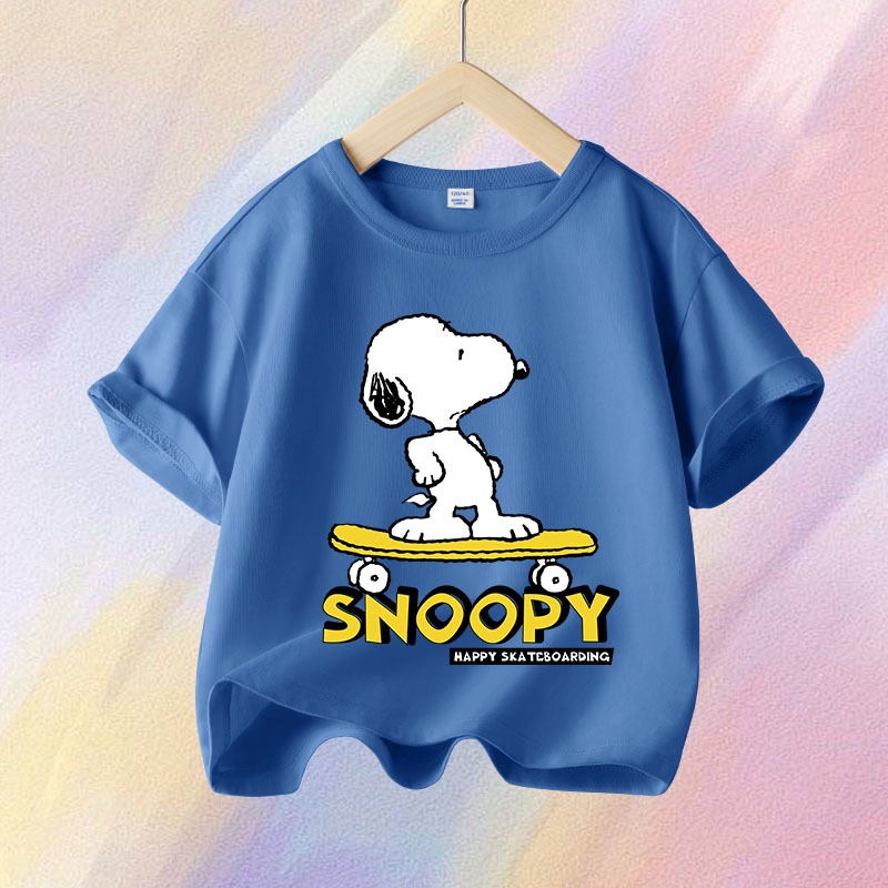 W.G.Q Áo thun ngắn tay bé trai in SNOOPY, Cotton mềm mại, thoáng khí, thấm mồ hôi