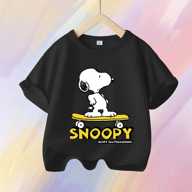 W.G.Q Áo thun ngắn tay bé trai in SNOOPY, Cotton mềm mại, thoáng khí, thấm mồ hôi