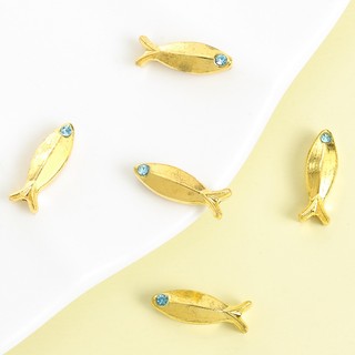10 Chiếc Dễ Thương Hình Cá Miếng Đệm Hạt Với Kim Cương Giả Xanh, Vòng Cổ Bện Vòng Tay Vòng Chân Móc Khóa Và Nhiều Đồ Trang Trí Dây Xích Độc Đáo DIY Tạo Kiểu Cá Sấu Lỗ Thẳng Hạt Hợp Kim
