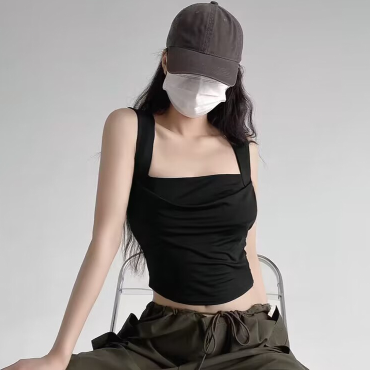 Áo vest dáng ôm thanh lịch màu trơn dành cho nữ Y2K áo crop top gợi cảm mới