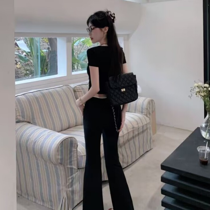Áo thun crop top Y2K mùa hè dành cho nữ 2024 sang trọng và dễ thương