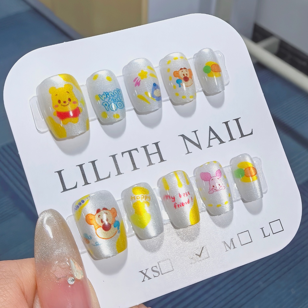 Winnie the Pooh móng tay giả mắt mèo Móng tay giả Nailbox Làm móng tay Miếng dán mắt mèo Winnie the Pooh và Tigger Phim hoạt hình