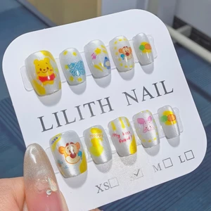 Winnie the Pooh móng tay giả mắt mèo Móng tay giả Nailbox Làm móng tay Miếng dán mắt mèo Winnie the Pooh và Tigger Phim hoạt hình