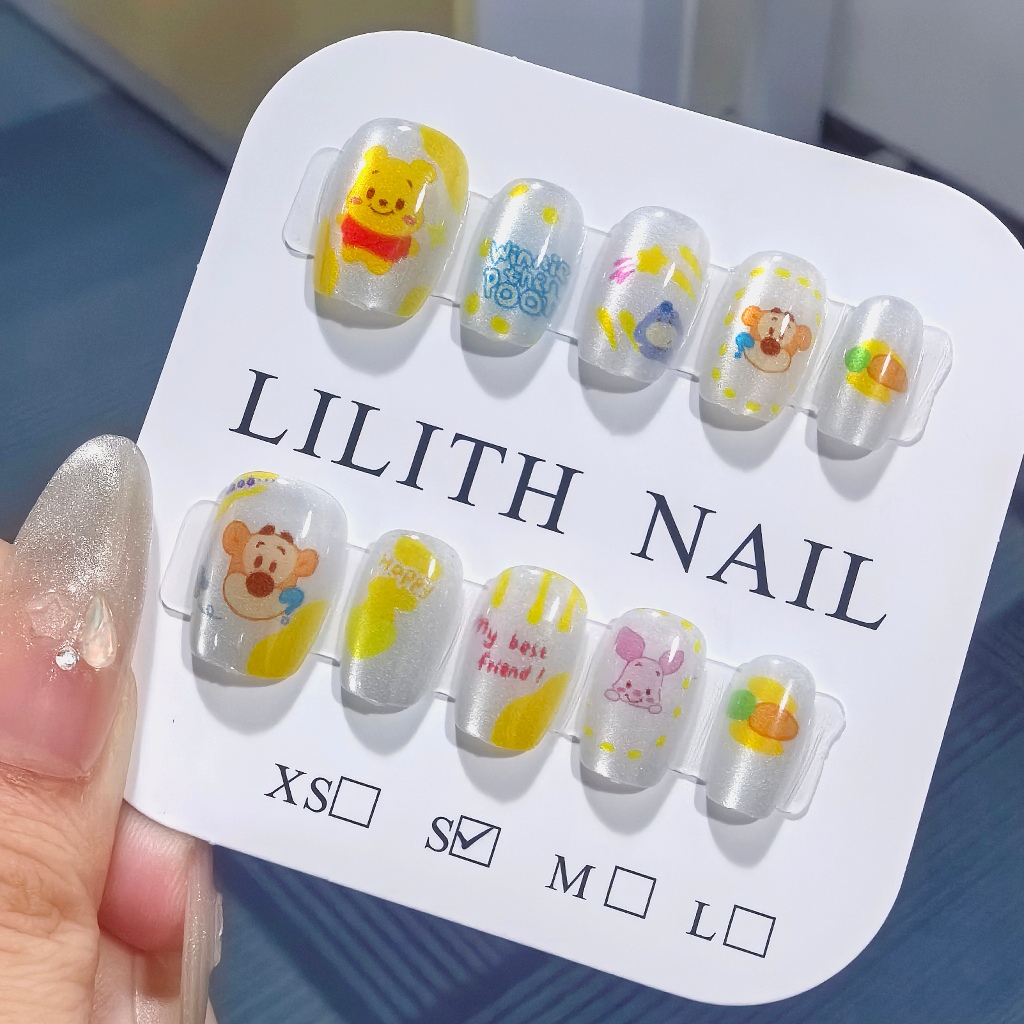 Winnie the Pooh móng tay giả mắt mèo Móng tay giả Nailbox Làm móng tay Miếng dán mắt mèo Winnie the Pooh và Tigger Phim hoạt hình