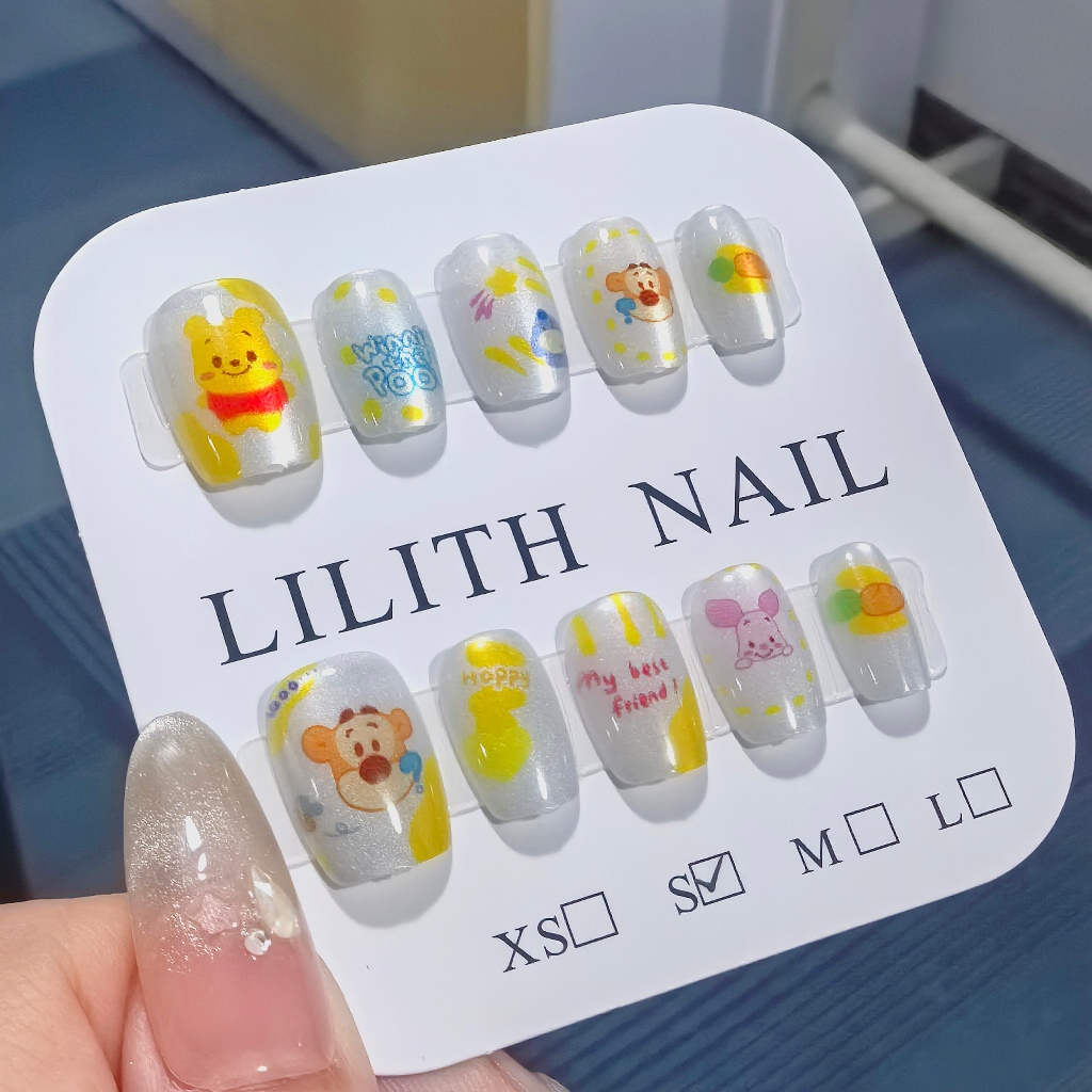 Winnie the Pooh móng tay giả mắt mèo Móng tay giả Nailbox Làm móng tay Miếng dán mắt mèo Winnie the Pooh và Tigger Phim hoạt hình