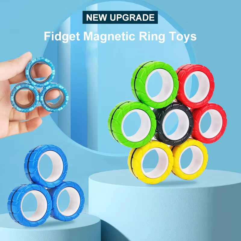 3 Chiếc Mới Nâng Cấp Fidget Từ Nhẫn Chống Căng Thẳng Đồ Chơi Nam Châm Nhiều Màu Sắc Spinner Nhẫn Giảm Căng Thẳng Đầu Ngón Tay Đồ Chơi Dành Cho Người Lớn